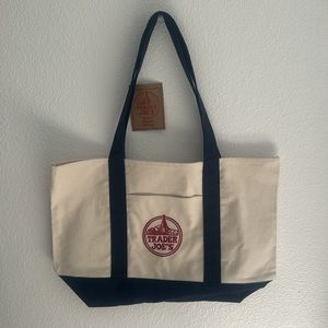 New with tags Trader Joe's Canvas  Limited large Blue tote bag shopping bags.
